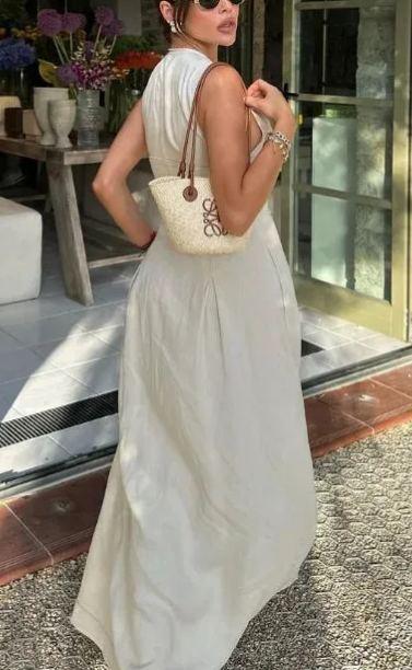 Elegant and modern high-waisted sleeveless dress