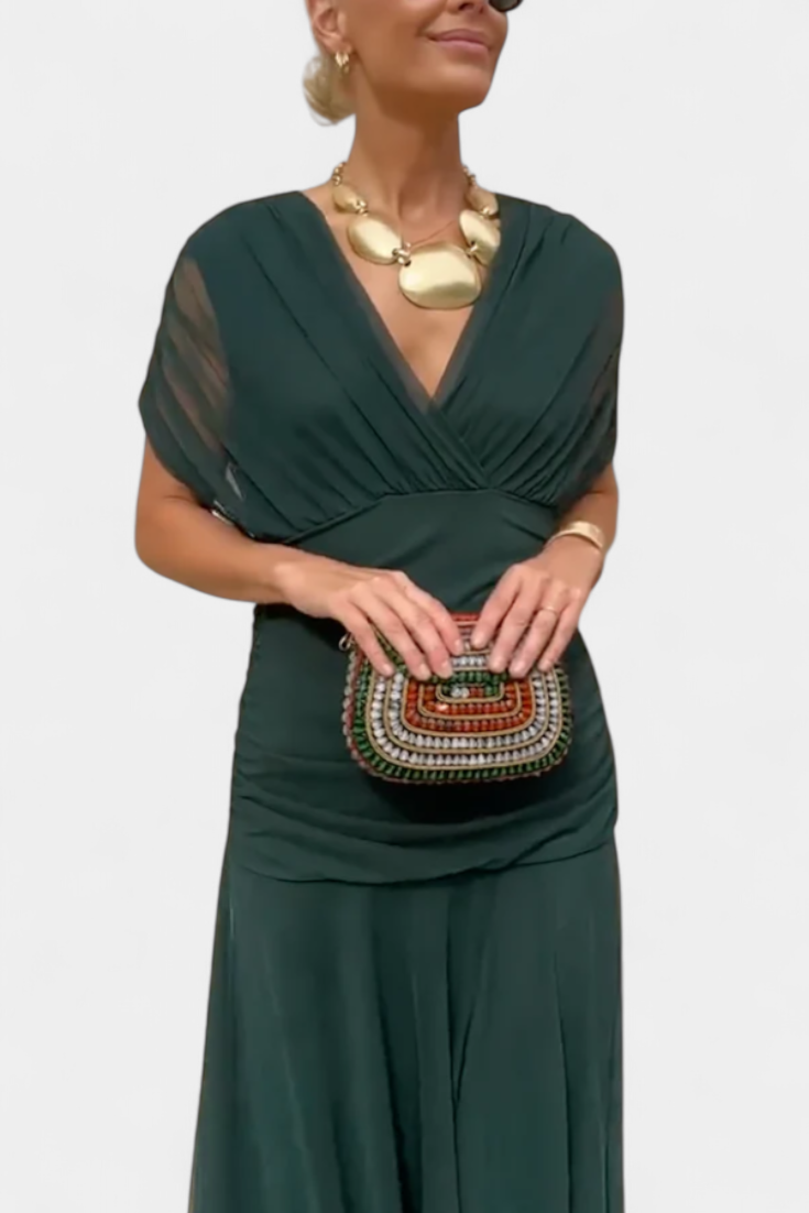 Timeless Elegant Long Dress with V-Neck