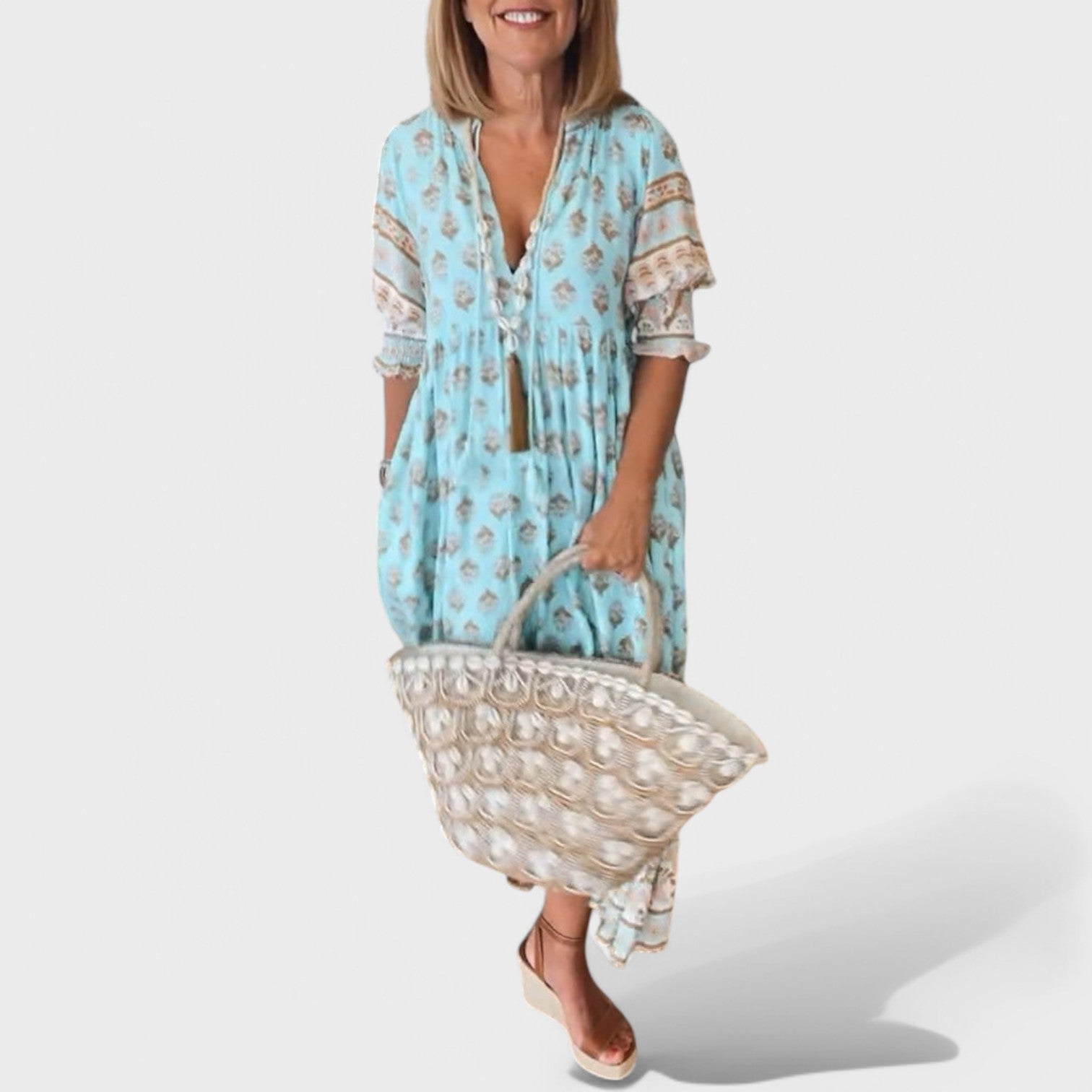 Dress: Flattering V-Neck and Classic A-Line Silhouette