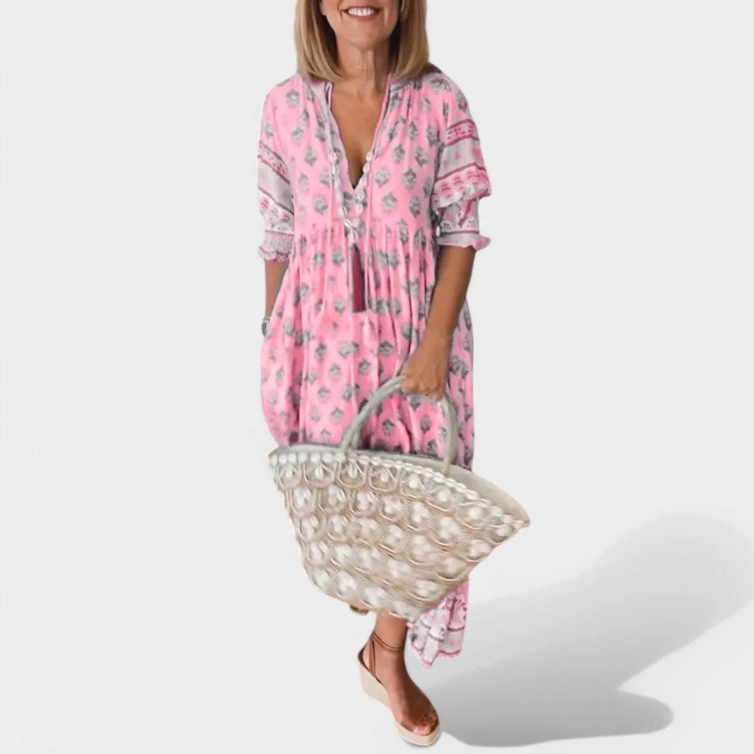 Dress: Flattering V-Neck and Classic A-Line Silhouette