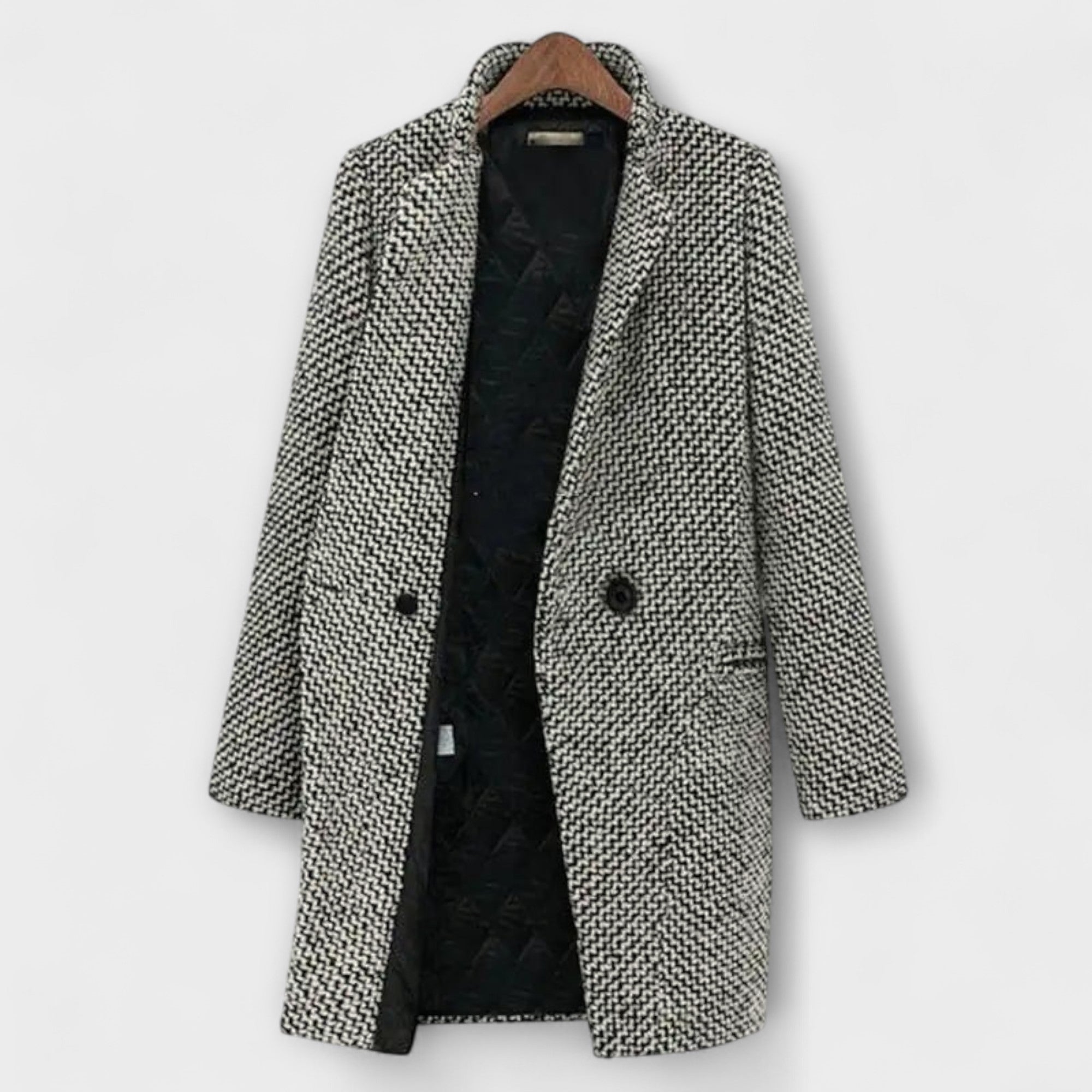 Annette – Elegant Houndstooth Coat with Timeless Charm
