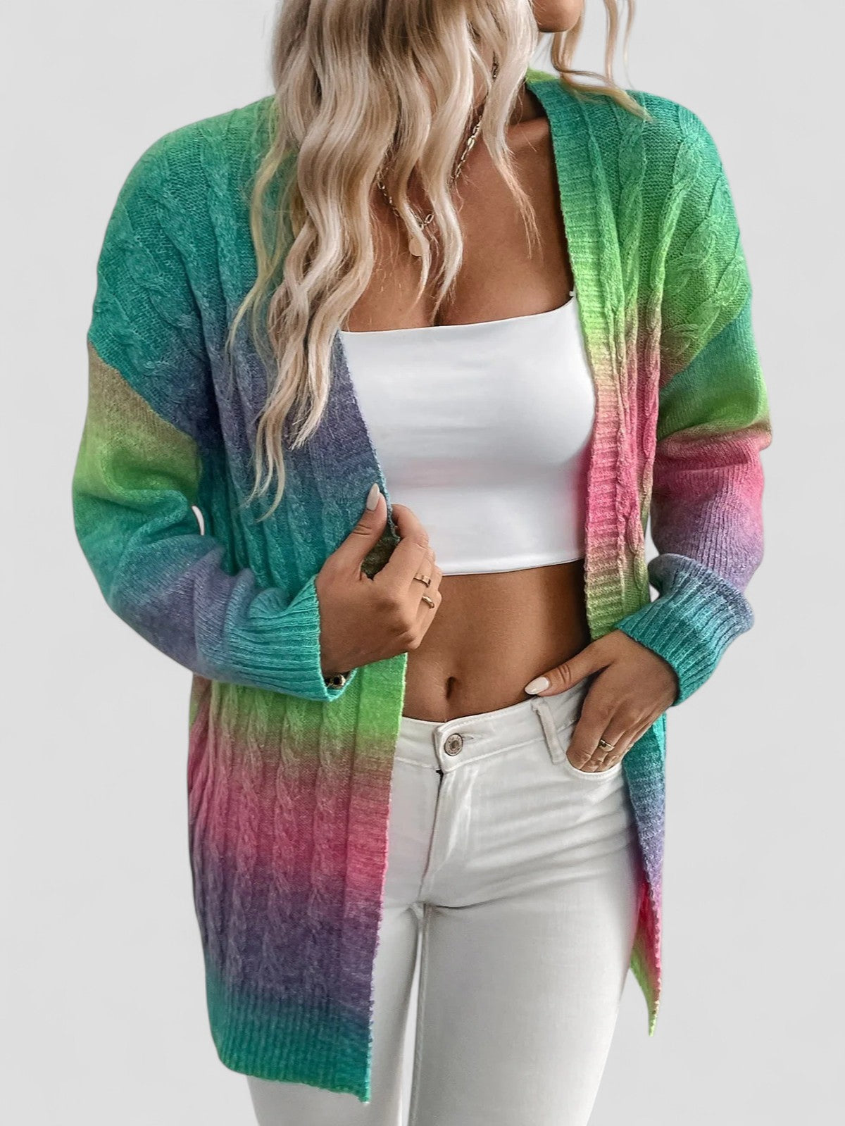 Chic and Comfortable Gradient Plush Cardigan Elegance