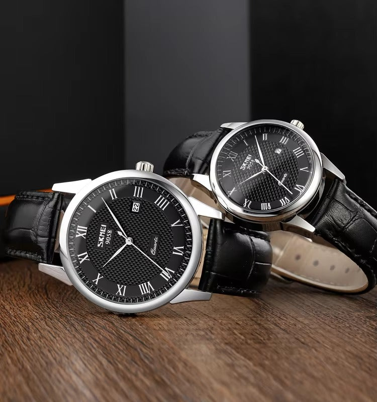 Classic Leather Couple Watch - Elegance and Sophistication