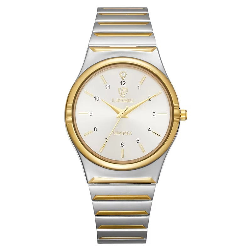 Elegant Couple Wristwatch with Silver Tone