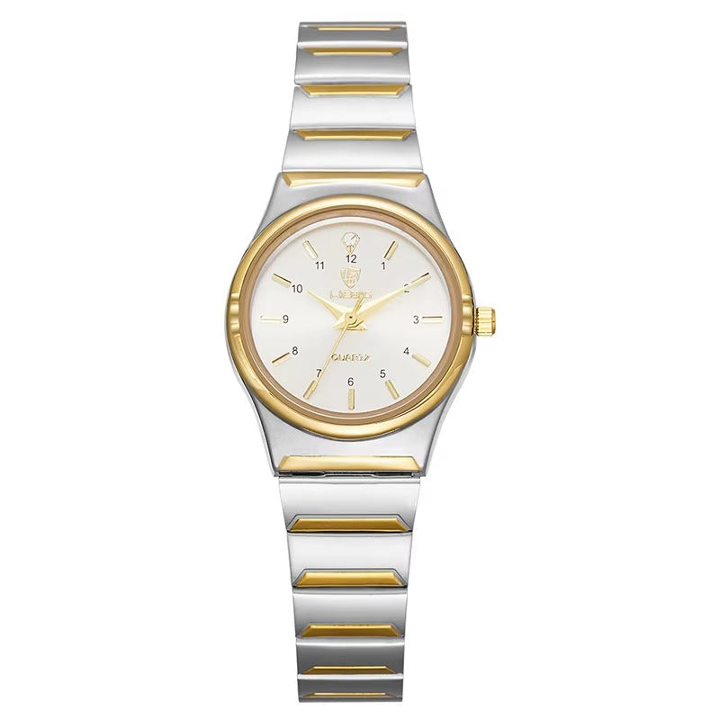 Elegant Couple Wristwatch with Silver Tone