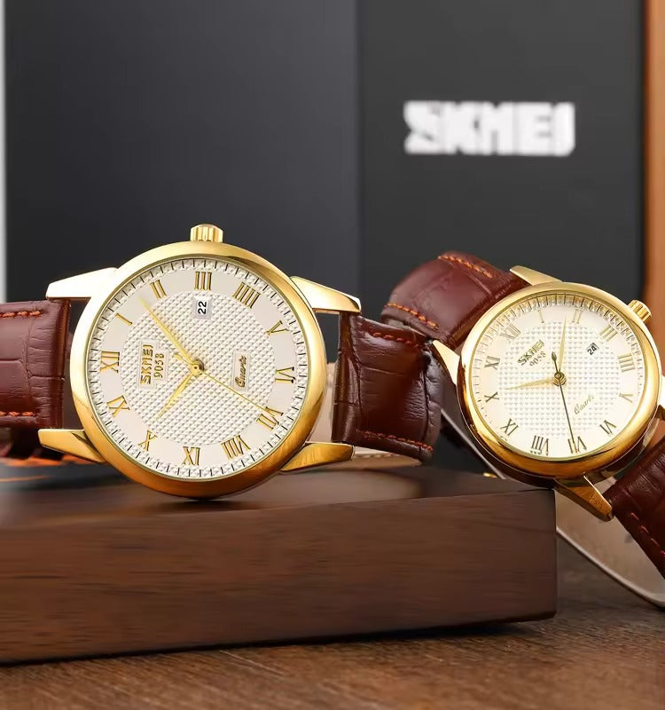 Classic Leather Couple Watch - Elegance and Sophistication