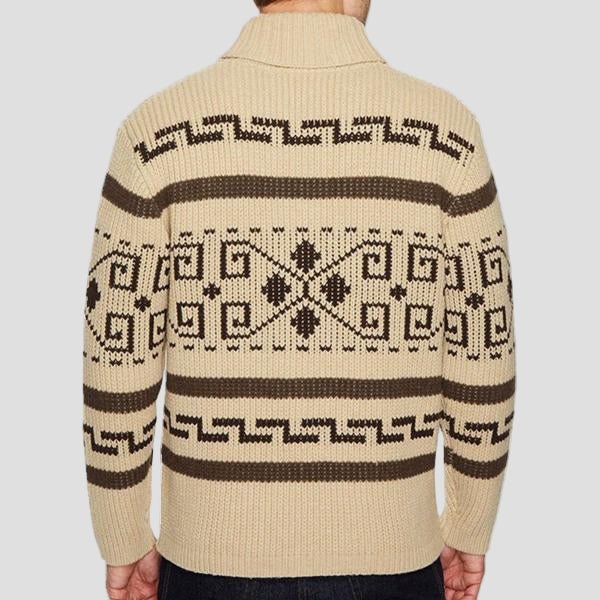 Maxwell Geometric Knit Cardigan with Lapel — Luxe Sweater-Knit