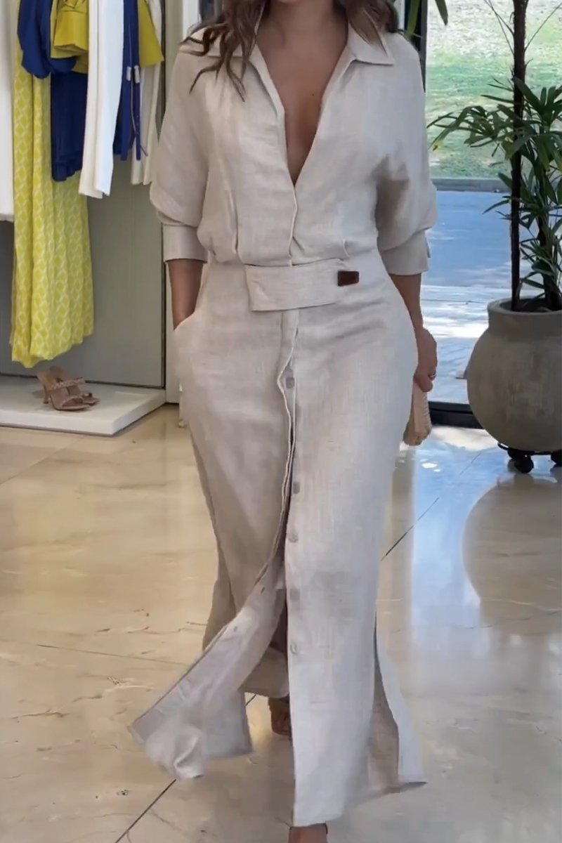 Jeanette: Elegant V-Neck Maxi Dress for Any Occasion