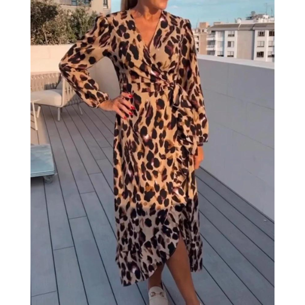 Chic V-Neck Dress with Elegant Flair