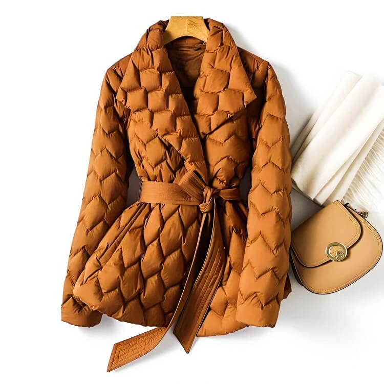 Isabela Quilted and Feathered Coat for a Stylish and Warm Look
