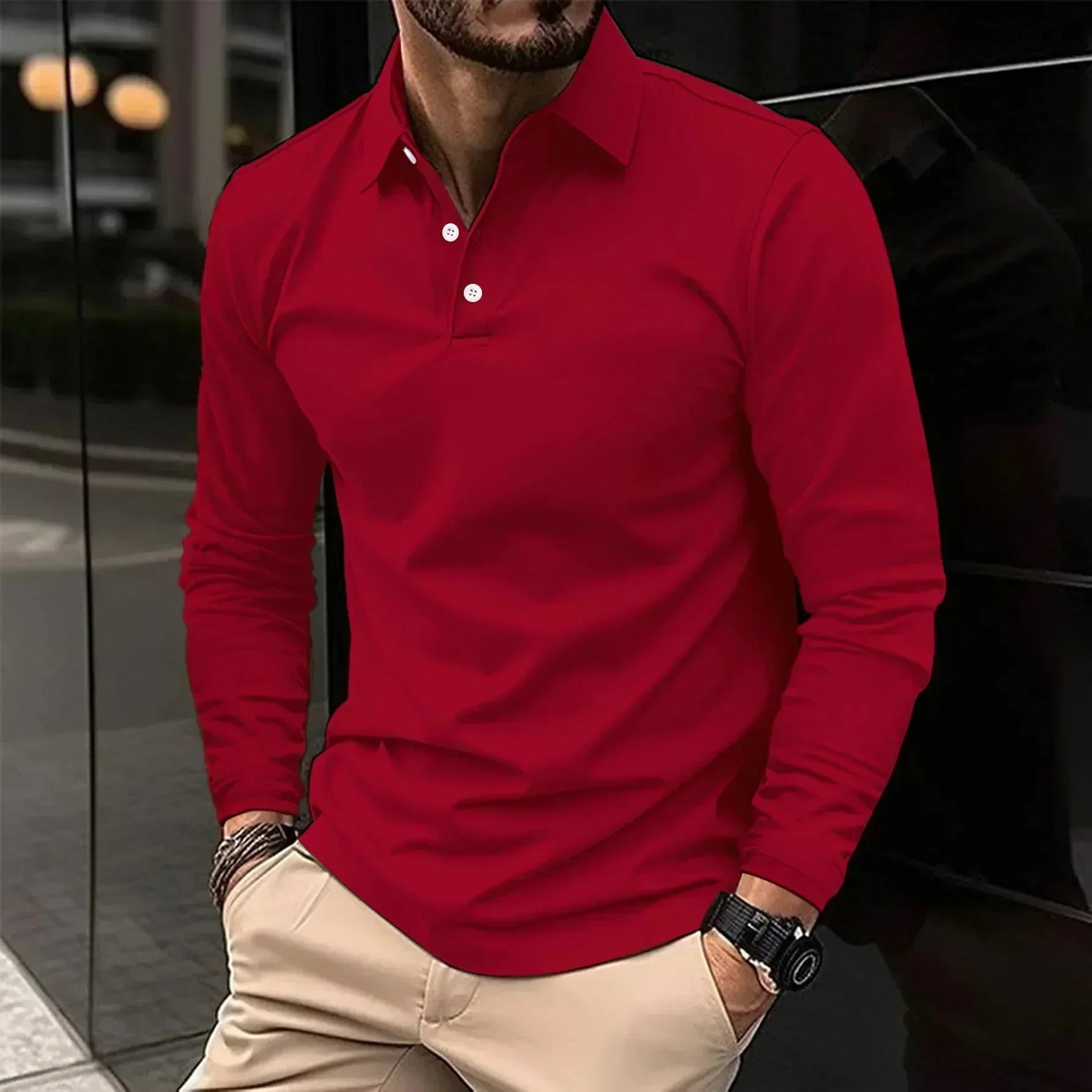 Adrian | Long Sleeve Polo Modern Fit Elegant and Comfortable