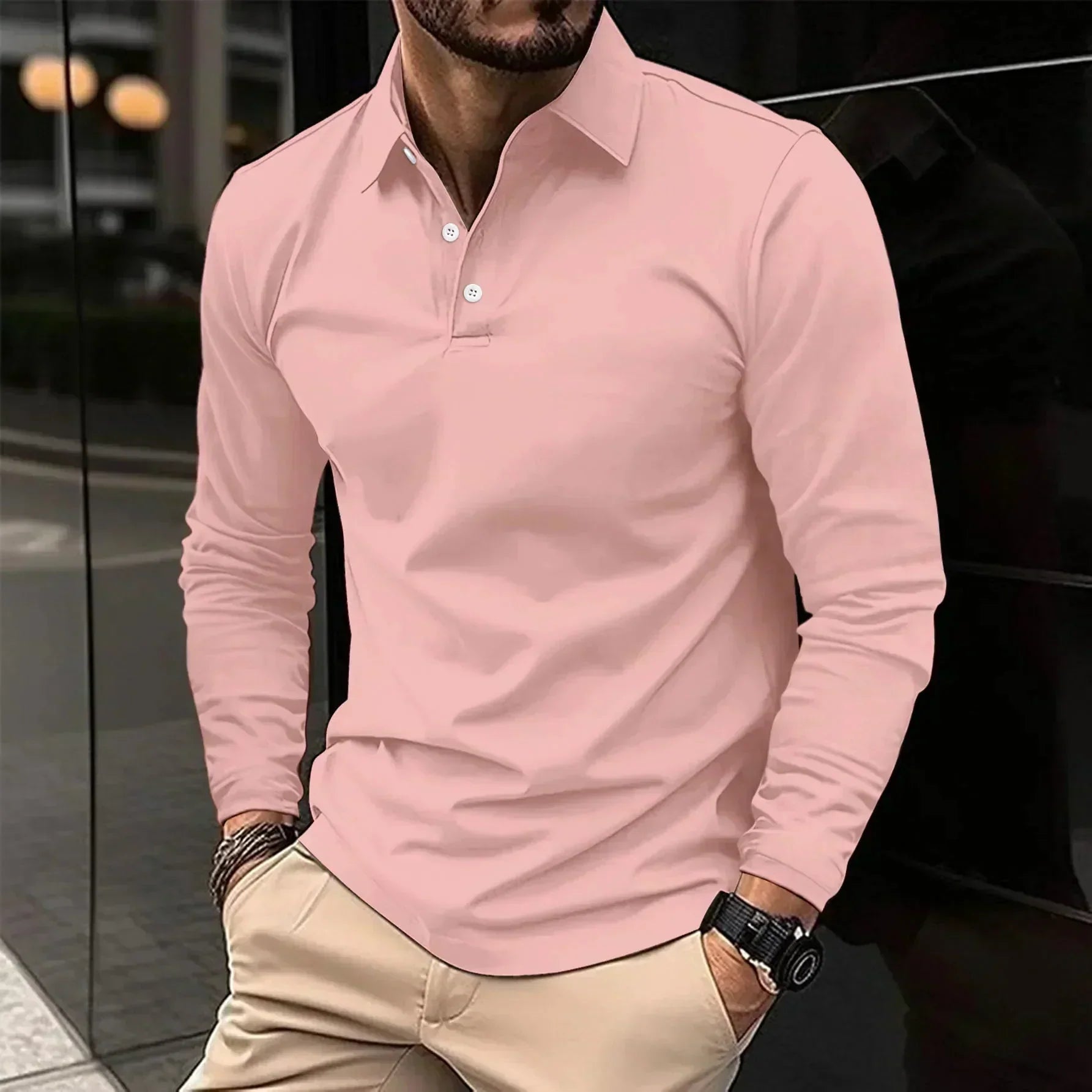 Adrian | Long Sleeve Polo Modern Fit Elegant and Comfortable