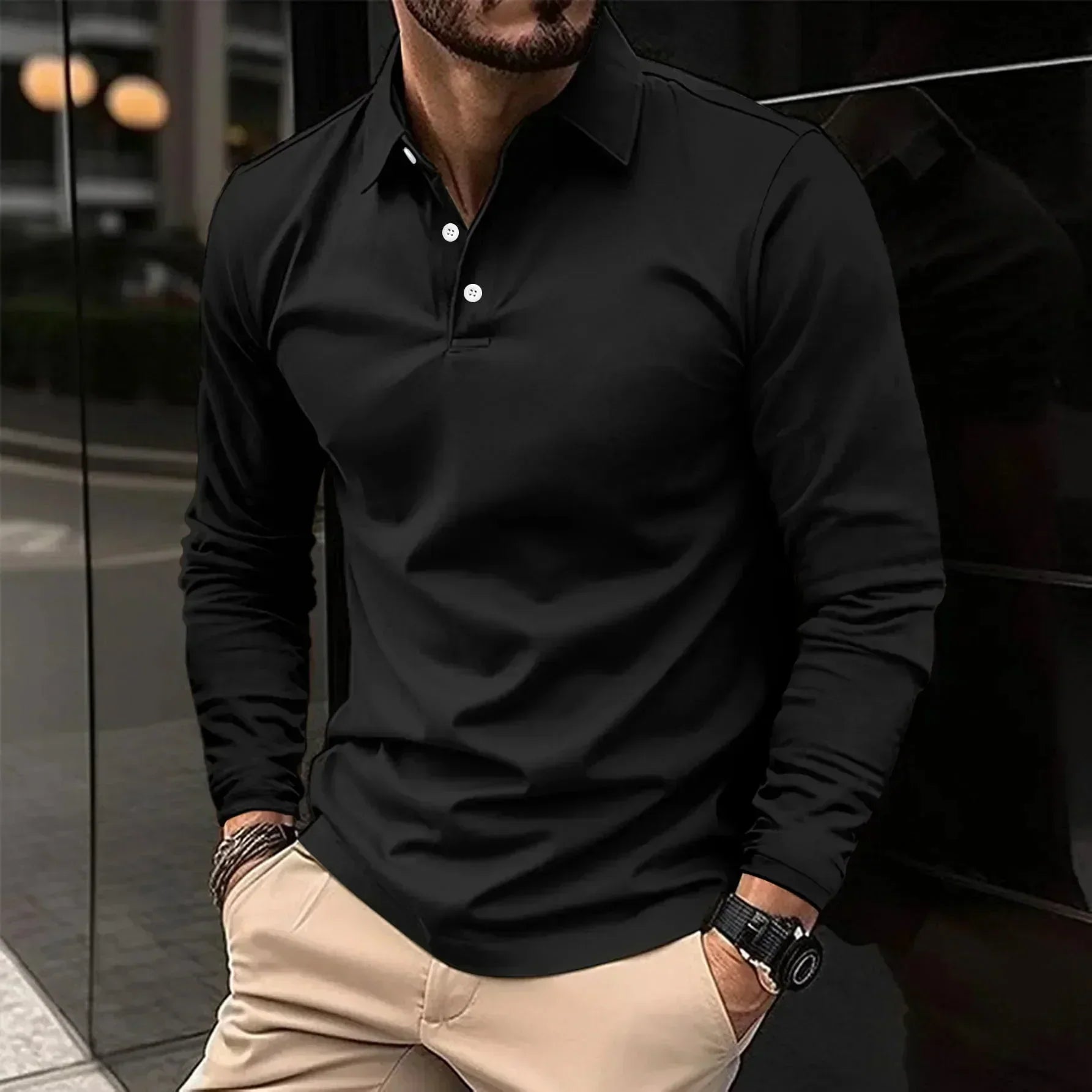 Adrian | Long Sleeve Polo Modern Fit Elegant and Comfortable