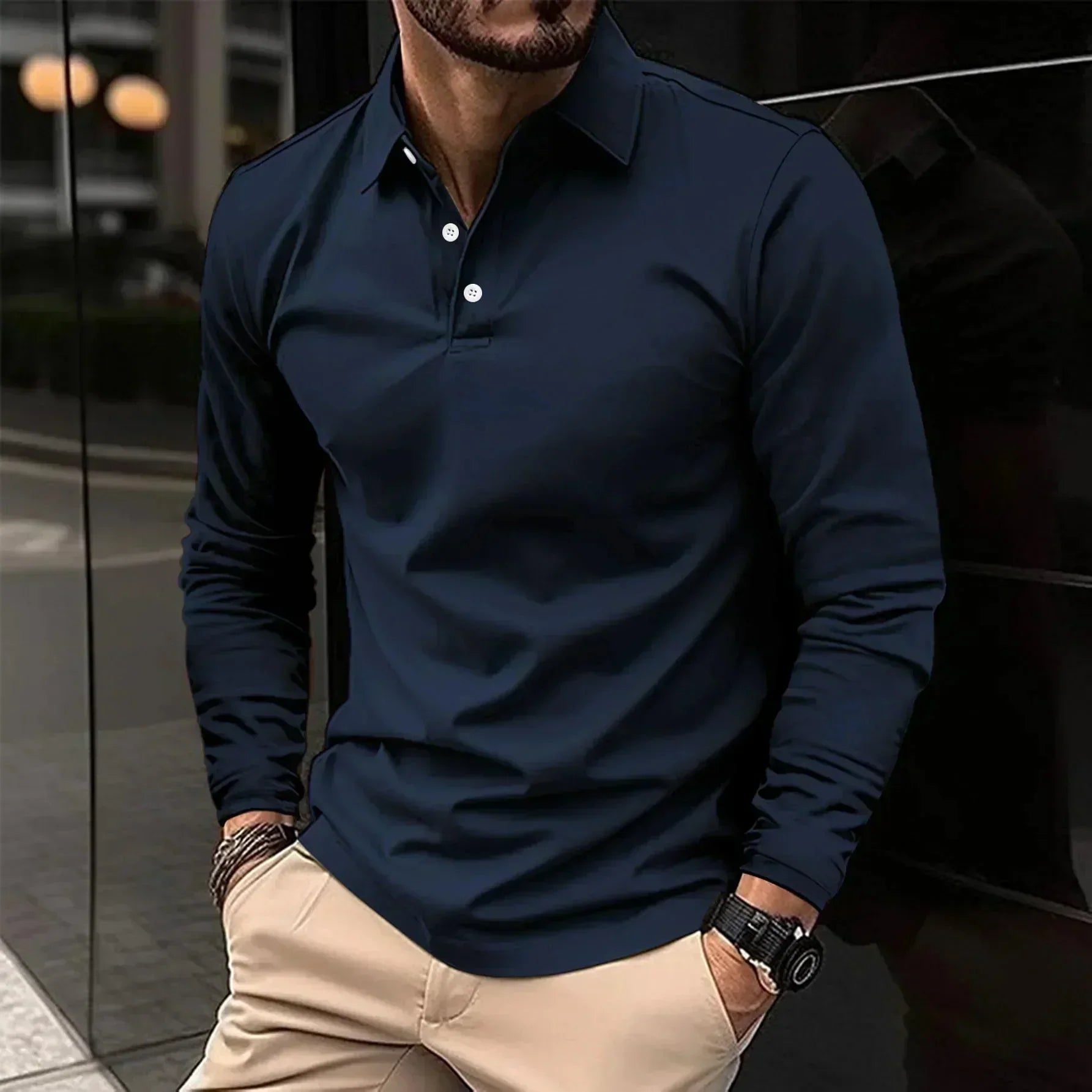 Adrian | Long Sleeve Polo Modern Fit Elegant and Comfortable