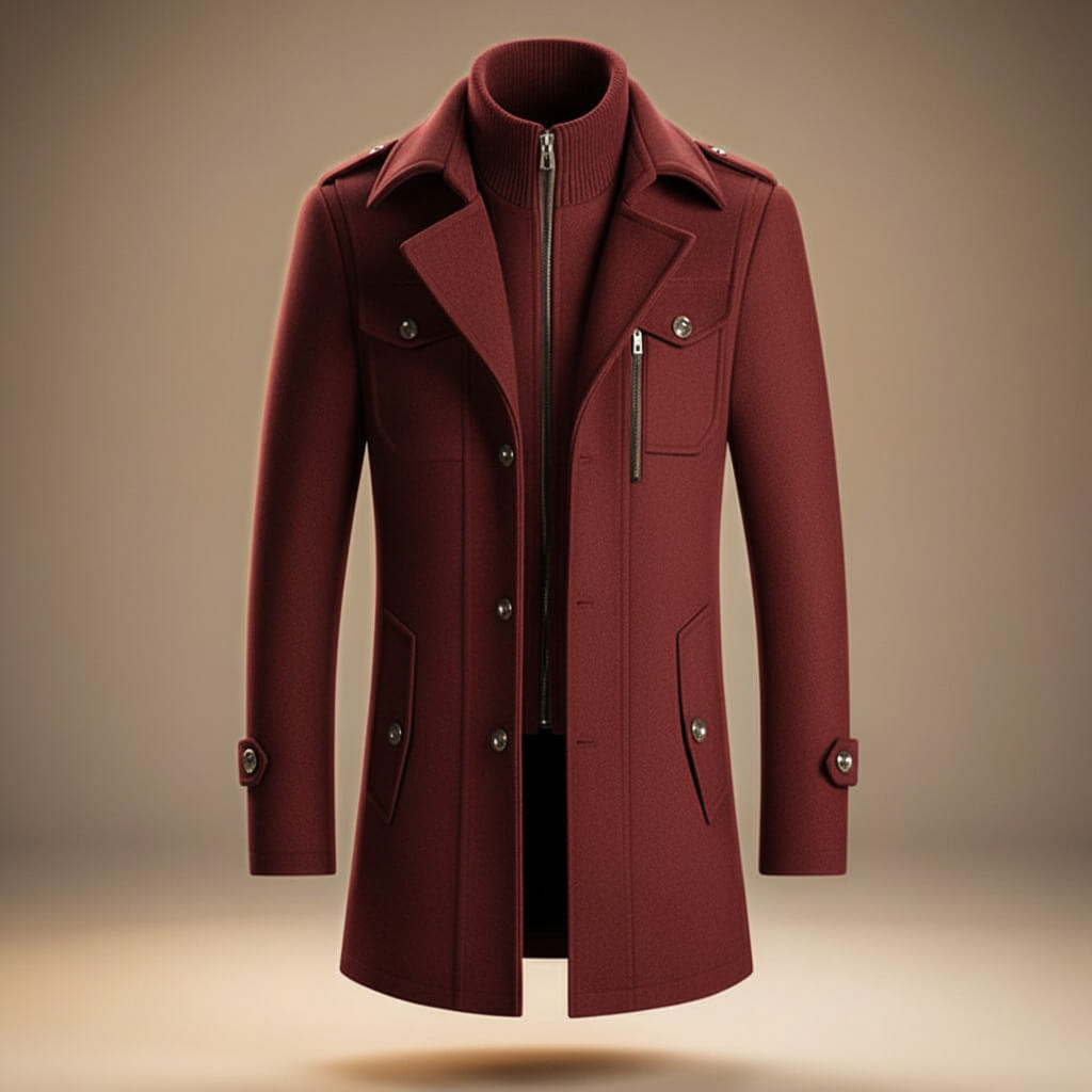 Legacy Frame Coat in pure virgin wool for a sophisticated and warm style