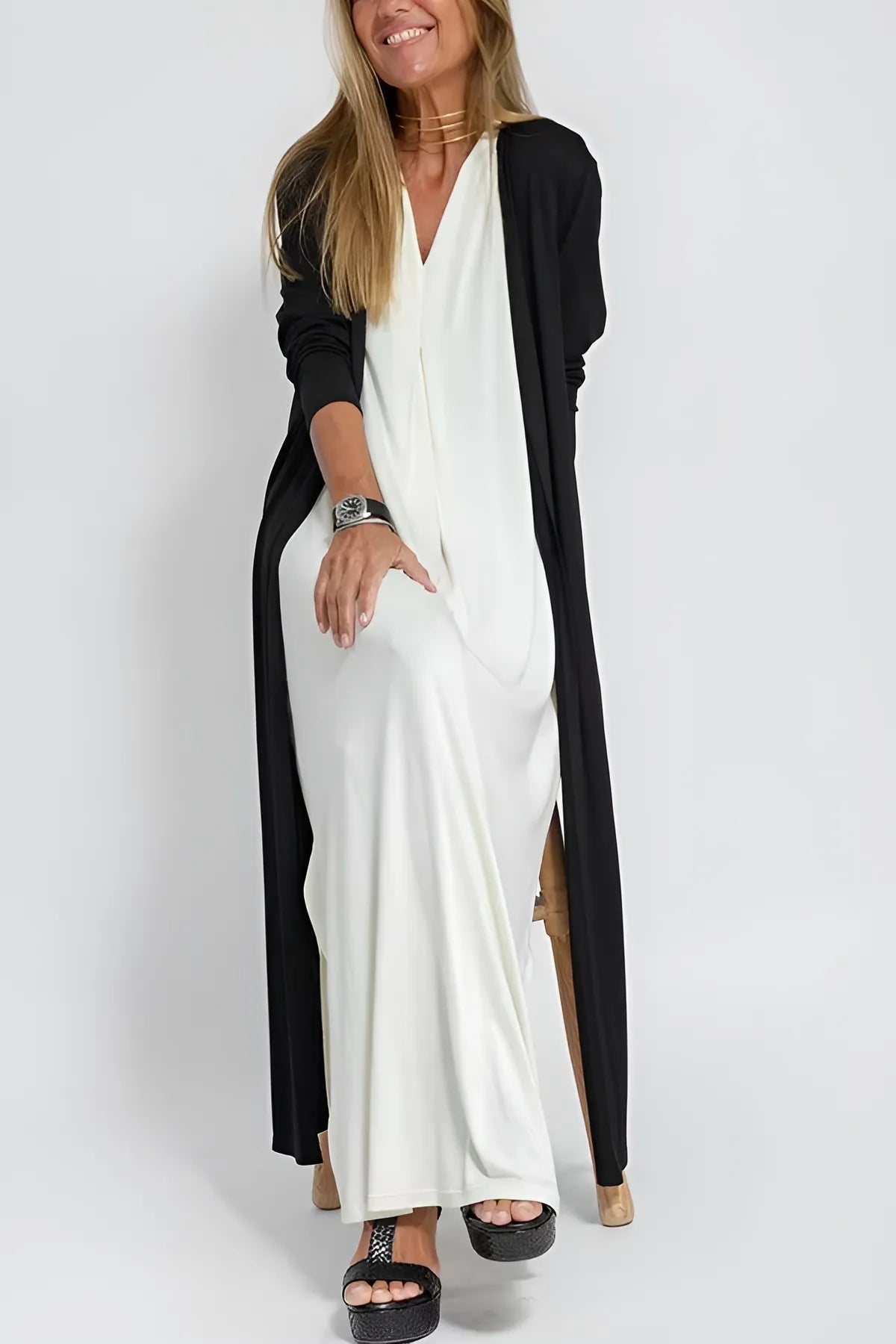 Elegant Maxi Dress with Complimentary Cardigan