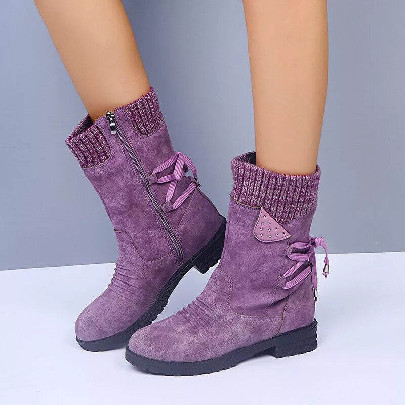 Svea - Elegant Vintage Thick Heel Winter Boots