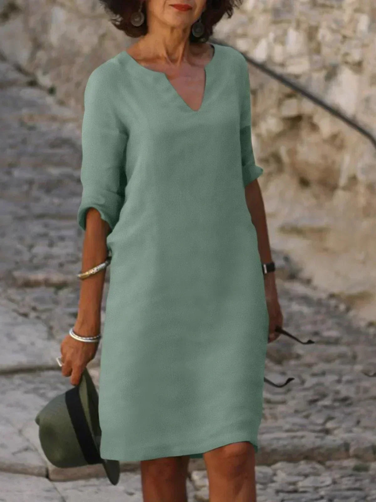 Sophisticated V-Neck Dress for Timeless Elegance