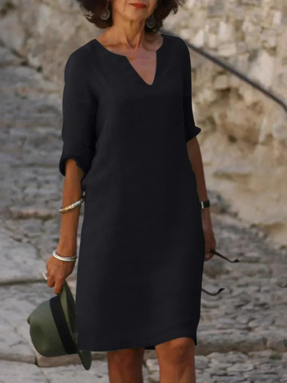 Sophisticated V-Neck Dress for Timeless Elegance