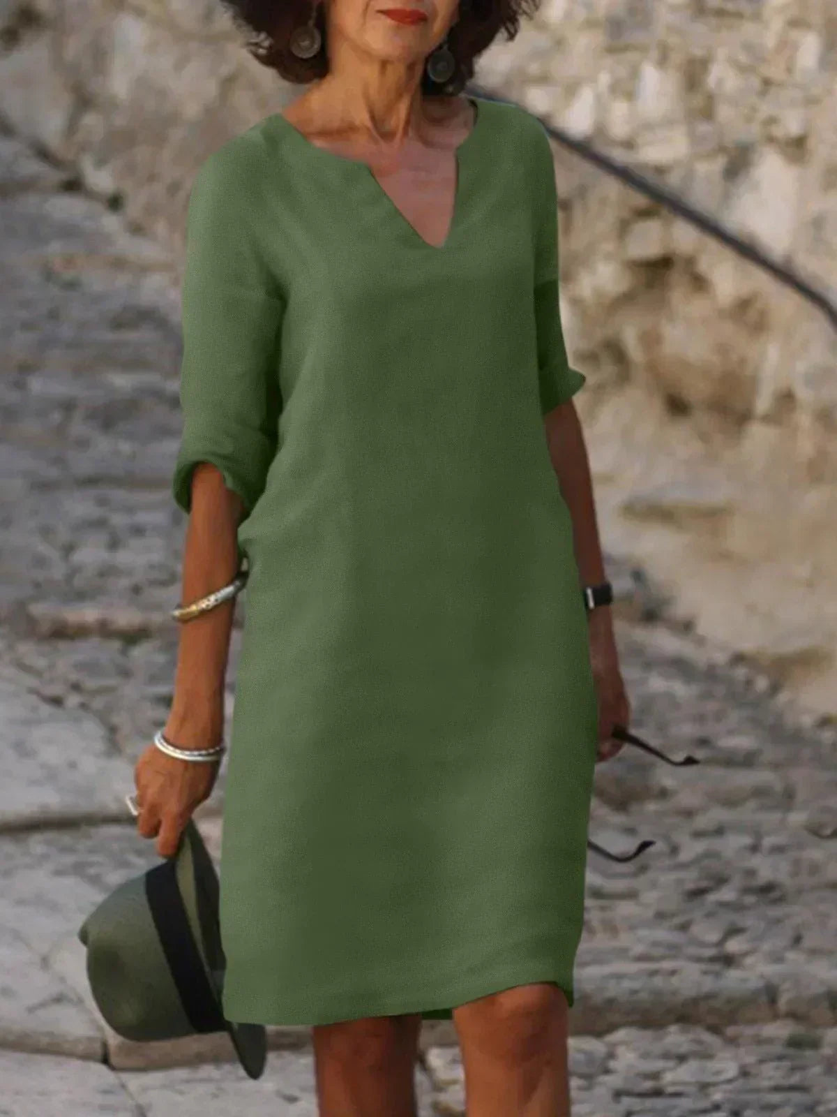 Sophisticated V-Neck Dress for Timeless Elegance