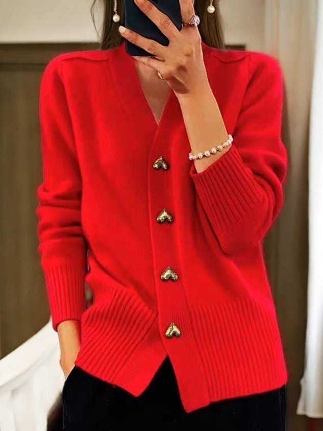 Heart Button Cardigan — Cozy, Feminine Knit