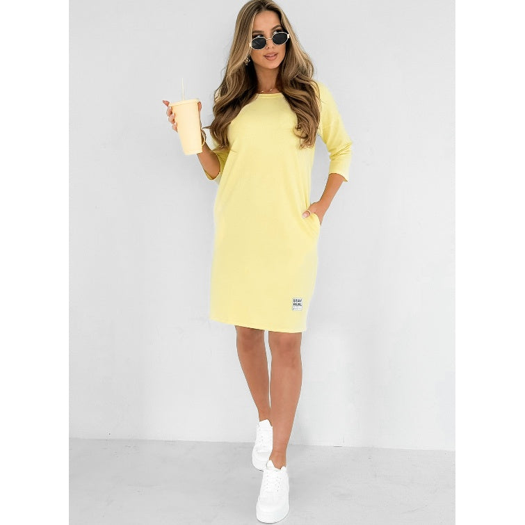 Mira Dress - Chic 3/4 Sleeves with Pockets