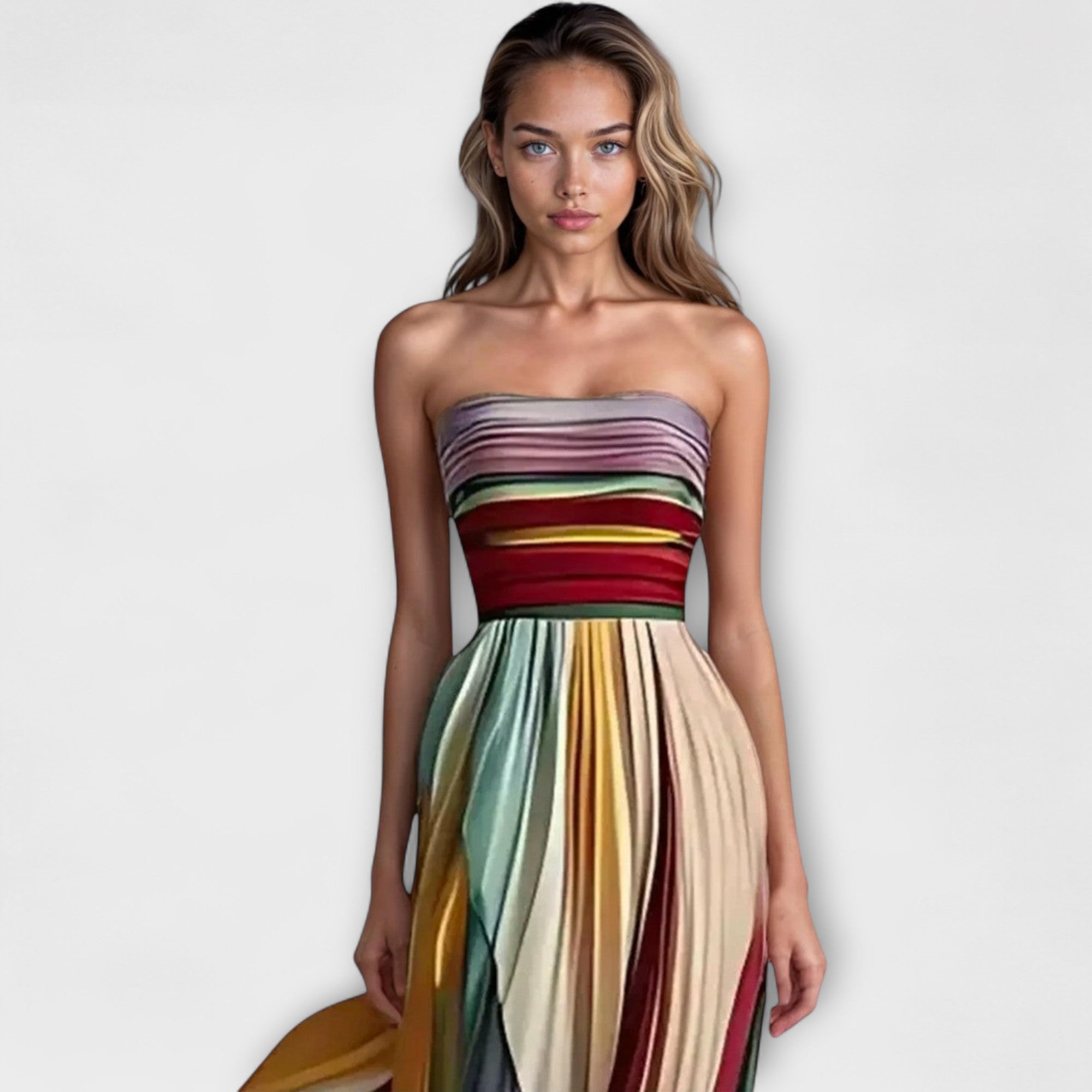 Flora: Vibrant Sleeveless Dress with Bold Floral Print
