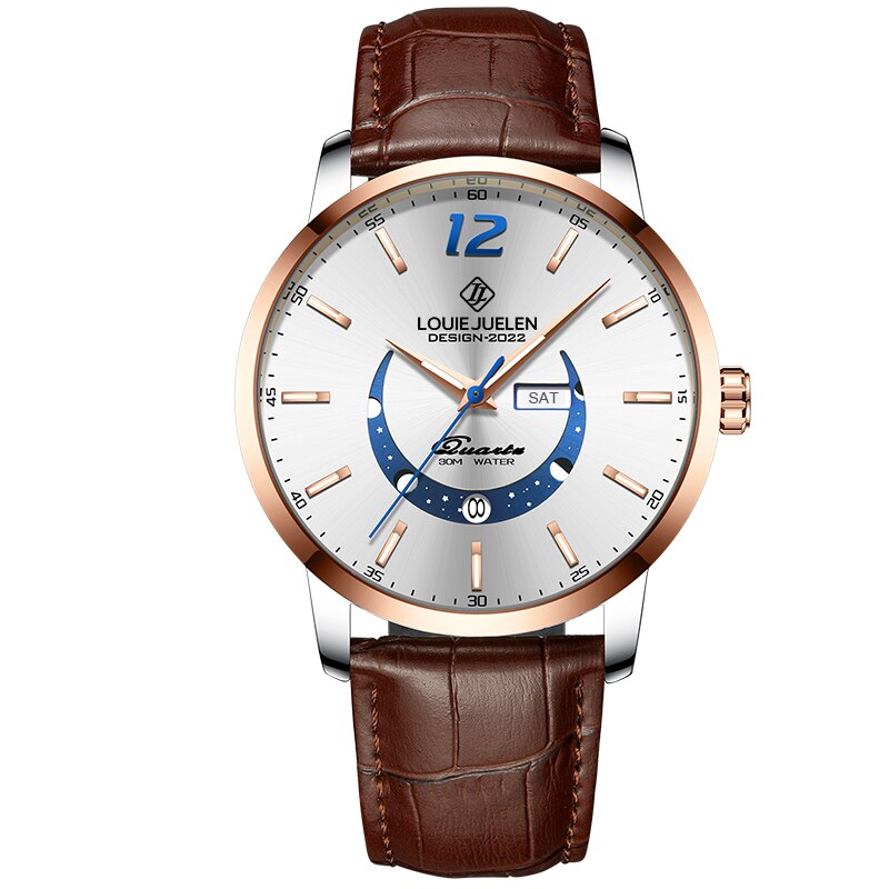 Elegant watch with luminous moon phase