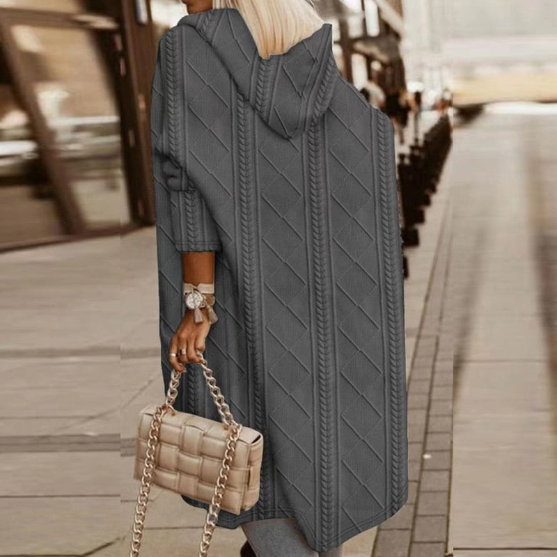 Kateri™ – Long Hoodie Cardigan with Relaxed Fit for Optimal Comfort