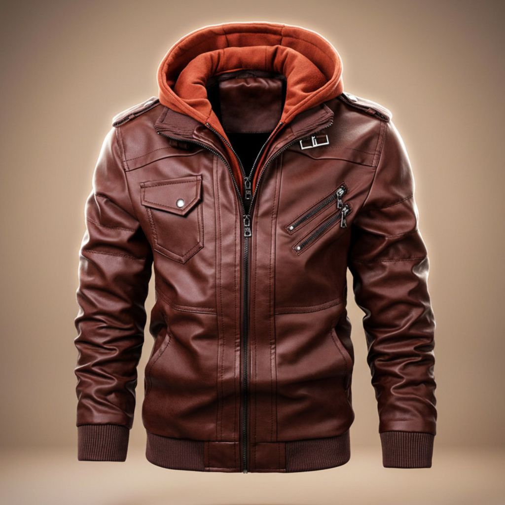 Casual Robert Hoodie Leather Jacket for Stylish Comfort