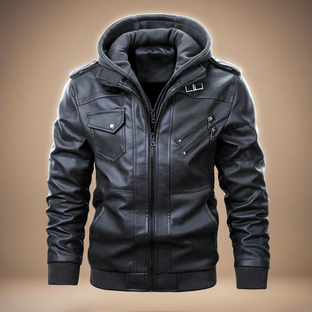 Casual Robert Hoodie Leather Jacket for Stylish Comfort