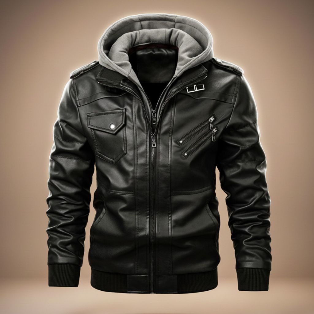 Casual Robert Hoodie Leather Jacket for Stylish Comfort
